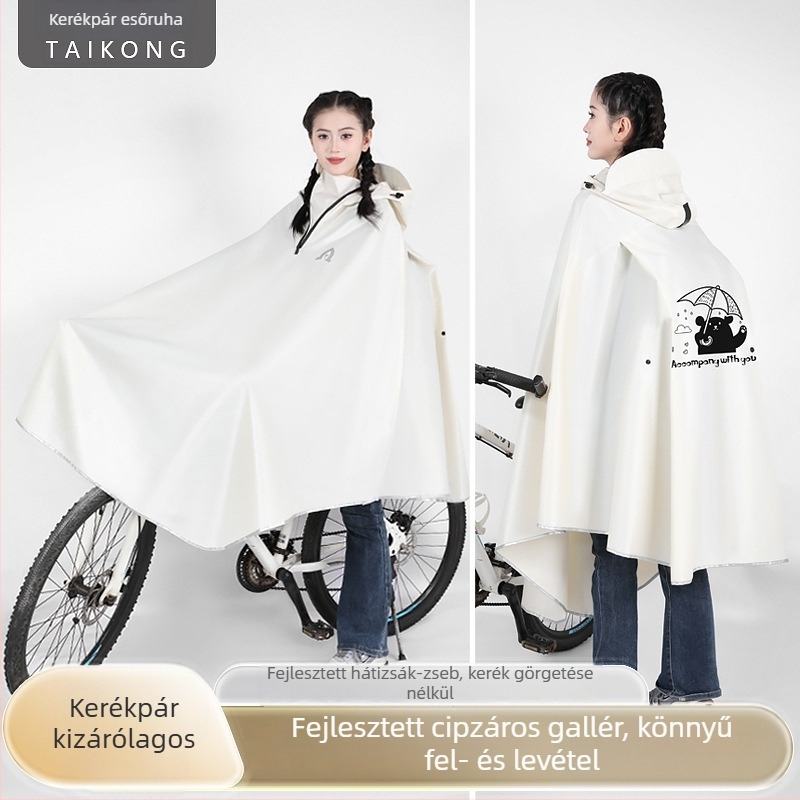 Kerékpáros esőponcho egy személyre, Oxford anyag, PU vízálló réteg, vastag és mintázott kivitel