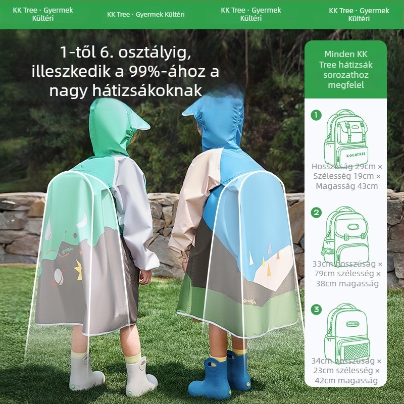 Kocotree gyerekeknek szóló egy darabos esőkabát – rajzfilm stílus, poliészter anyag, vízálló réteg