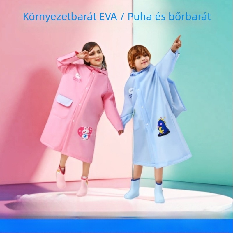 Gyerekek EVA esőponcsó hátizsákkal, rajzfilmszerű stílus, normál anyag