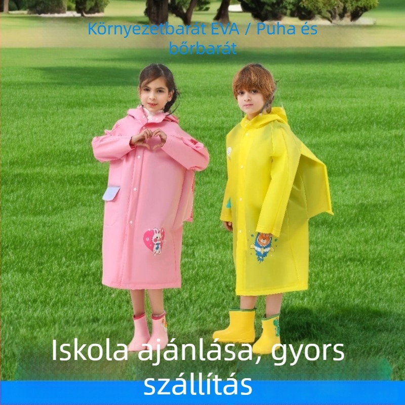 Gyerekek EVA esőponcsó hátizsákkal, rajzfilmszerű stílus, normál anyag