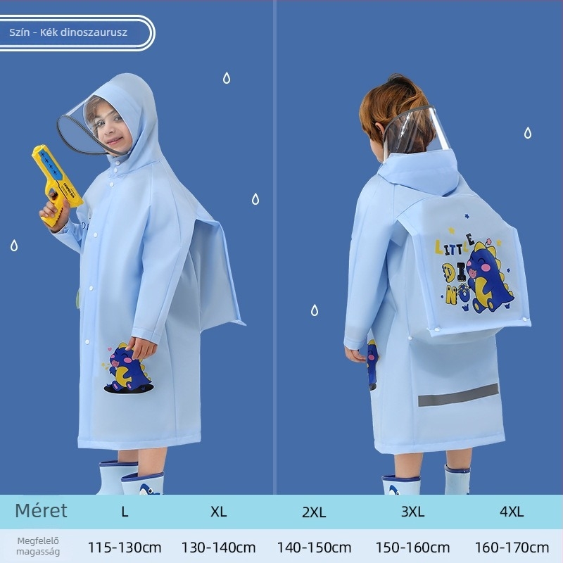 Gyerekek EVA esőponcsó hátizsákkal, rajzfilmszerű stílus, normál anyag