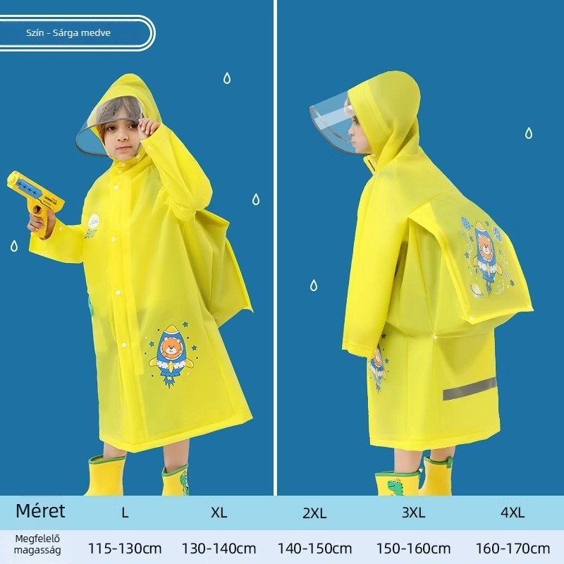 Gyerekek EVA esőponcsó hátizsákkal, rajzfilmszerű stílus, normál anyag