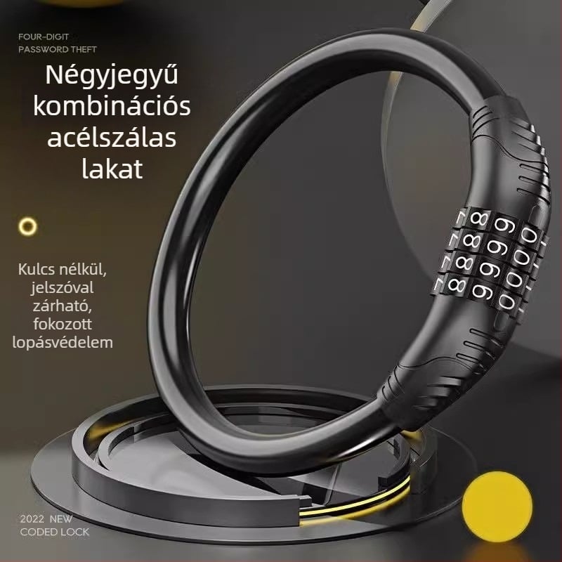 Hegyi kerékpárhoz való lánc zár 4 számjegyű jelszóval, hordozható, lopás elleni védelem