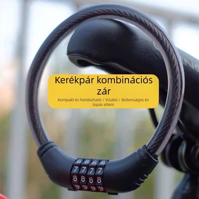 Hegyi kerékpárhoz való lánc zár 4 számjegyű jelszóval, hordozható, lopás elleni védelem