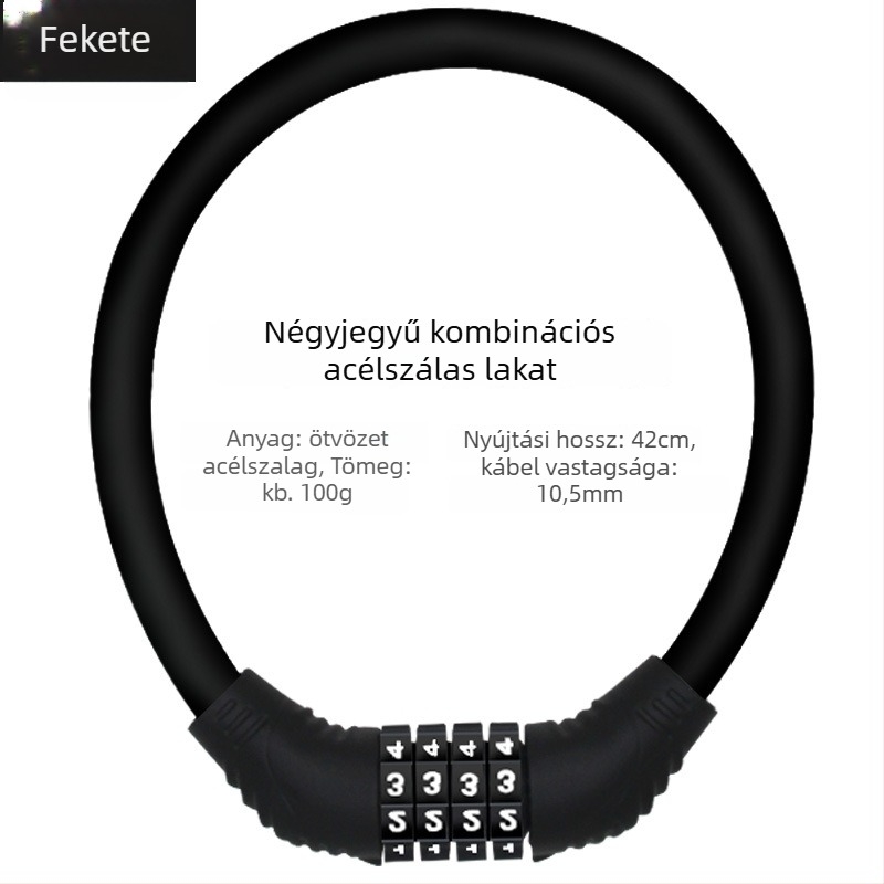 Hegyi kerékpárhoz való lánc zár 4 számjegyű jelszóval, hordozható, lopás elleni védelem
