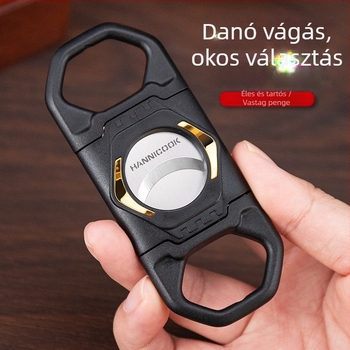 2–in–1 szivarvágó tartóval, kézzel készített, műanyag, lézeres/elektroplatált felület, márka HANNICOOK HCJ-017