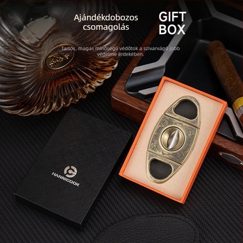 HANNICOOK Szivarolló, V-alakú design, cinkötvözet, gravírozott felület, retro stílus