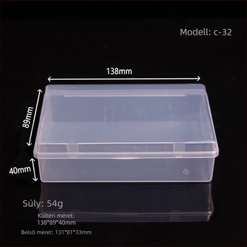 Átlátszó PP műanyag tároló doboz snap zárással, ideális papírkapcsok és varrókészlet számára