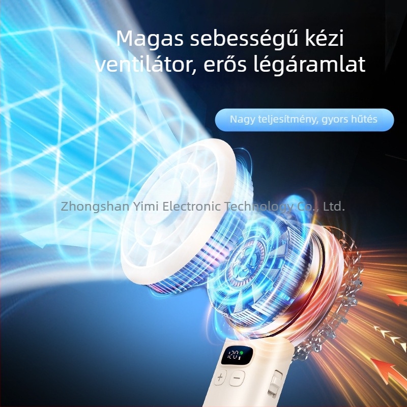 Kézi ventilátor, 120 sebességfokozat, brushless motor, beépített 1200–2000 mAh akkumulátor, USB tápegység