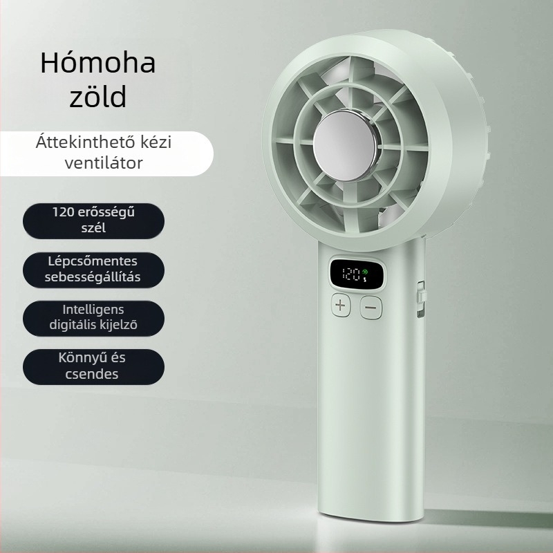 Kézi ventilátor, 120 sebességfokozat, brushless motor, beépített 1200–2000 mAh akkumulátor, USB tápegység