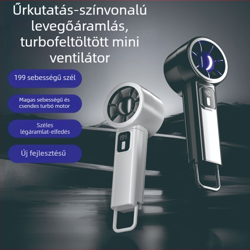 USB összecsukható asztali ventilátor beépített 1000–1200mAh akkumulátorral, 6+ sebességfokozat, 5V 4,5W, zaj 36–45 dB