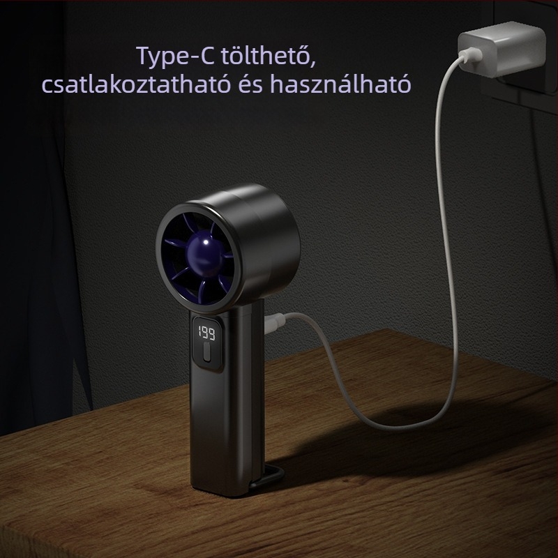 USB összecsukható asztali ventilátor beépített 1000–1200mAh akkumulátorral, 6+ sebességfokozat, 5V 4,5W, zaj 36–45 dB