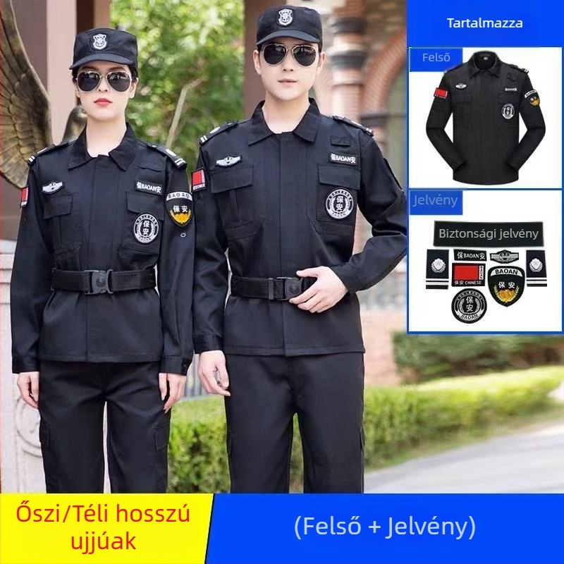 Biztonsági egyenruha készlet, lélegző poliészter-műszál keverék, tavasz–ősz munkaruházat férfiaknak