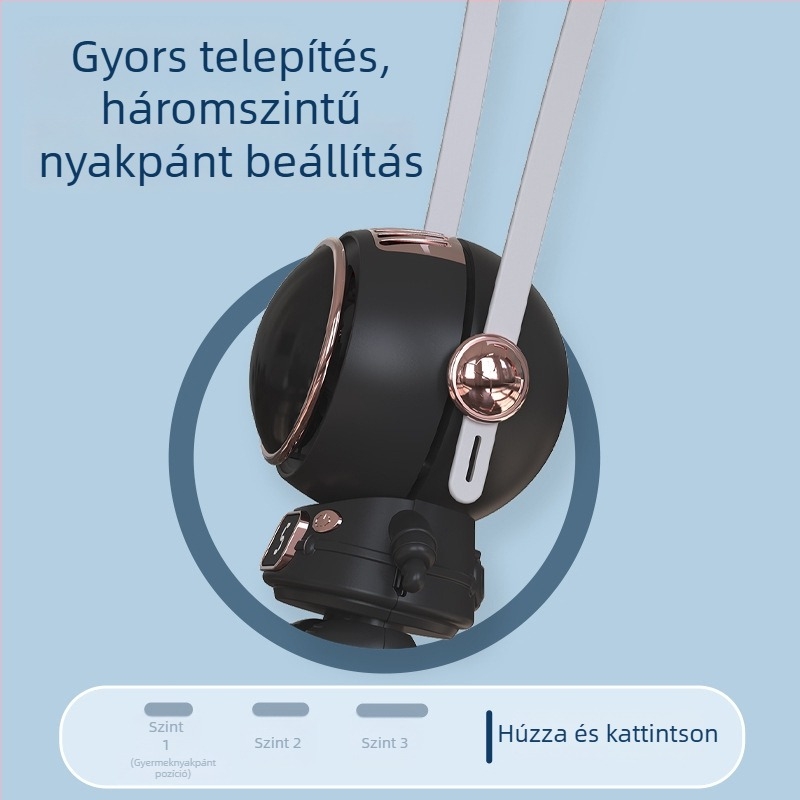 Nyakba akasztható mini ventilátor személyre szabható logóval és rajzfilm-dizájnnal, USB töltés, 5V 4.5W, 5 sebességfokozat, beépített 800–1000 mAh akkumulátor