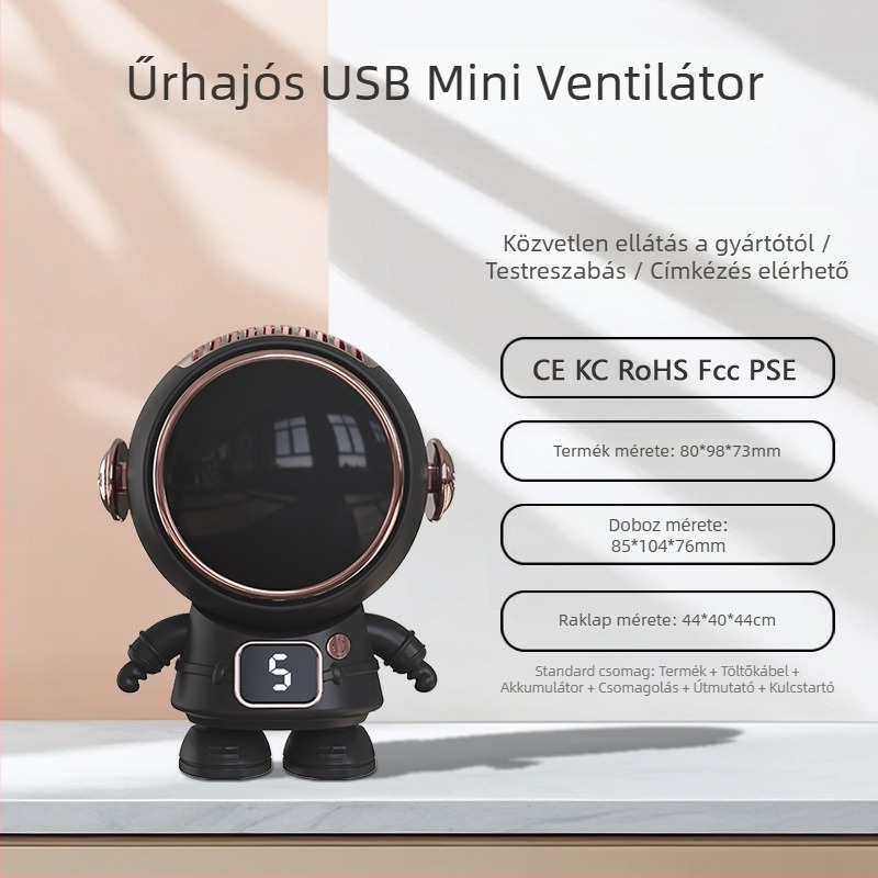 Nyakba akasztható mini ventilátor személyre szabható logóval és rajzfilm-dizájnnal, USB töltés, 5V 4.5W, 5 sebességfokozat, beépített 800–1000 mAh akkumulátor