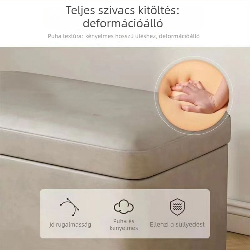 Cipő tároló ülőke, bőr felület, téglalap alakú, fibreboard konstrukció, teherbírás 150 kg, 12 L tárolókapacitás