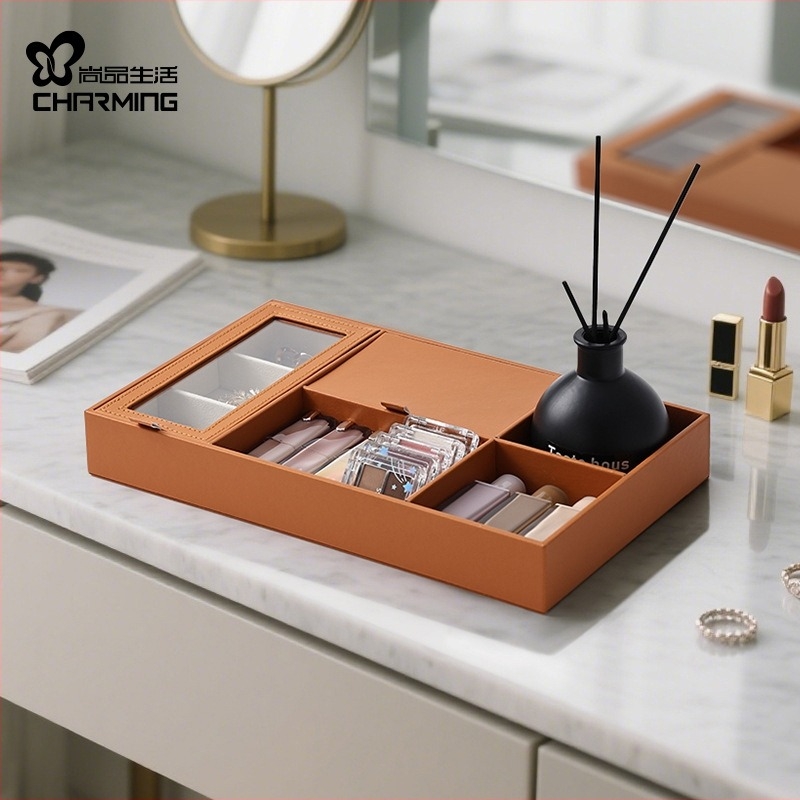Ékszerdoboz soros rekeszekkel (Minta: Sequence tray jewelry box); Anyag: Cortical; Modern egyszerű stílus; Kemény kivitel