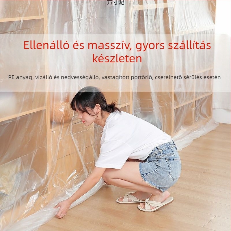 Egyszer használatos porvédő kanapéfedő, PE műanyag fólia, modern minimalista stílusú bútorvédelem