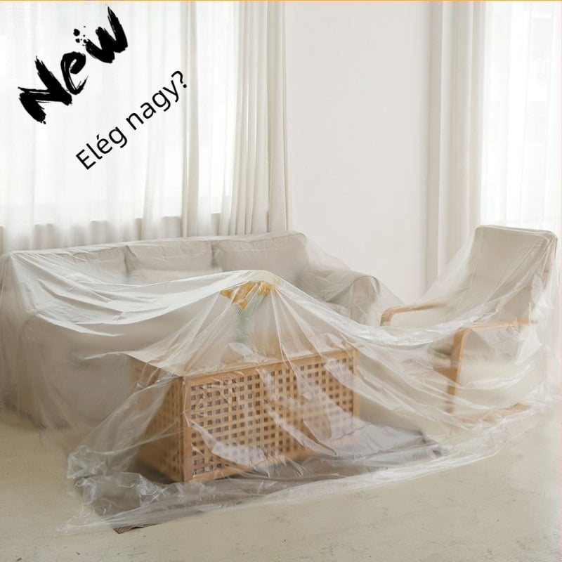 Porvédő védőfilm bútorokhoz és kanapéhoz - PE műanyag, tekercs, por- és festék elleni védelem