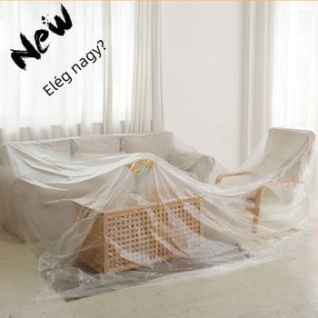 Roll-up porvédő műanyag maszkoló fólia bútorokhoz és kanapéhoz – PE polietilén, por- és festékálló, háztartási használatra