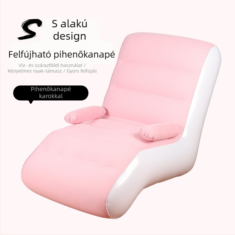 S alakú felfújható kanapé egy személyre – PVC, 2.1 kg, hordozható összecsukható relaxkanapé légpumpával
