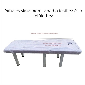 Egyszer használatos masszázságy lepedő arcnyílással, légáteresztő nem szőtt anyagból, olaj- és szennyeződésálló, vastagított