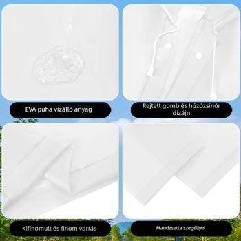 TPU esőkabát poncsó felnőtteknek, hosszú, többször használható, túrázásra, anyagvastagság 0.18 mm