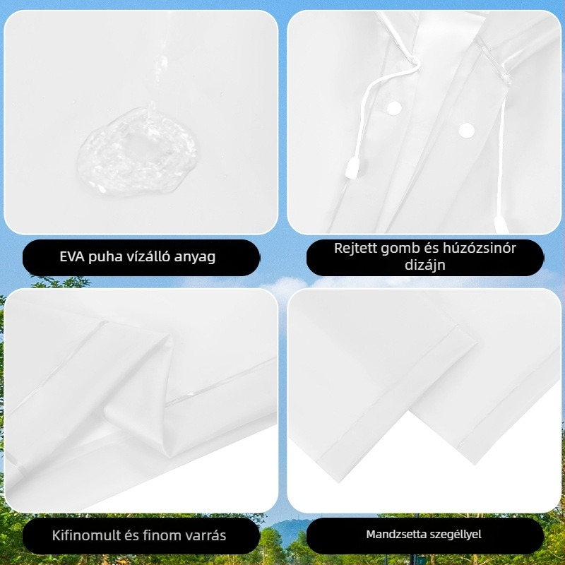 TPU esőkabát poncsó felnőtteknek, hosszú, többször használható, túrázásra, anyagvastagság 0.18 mm