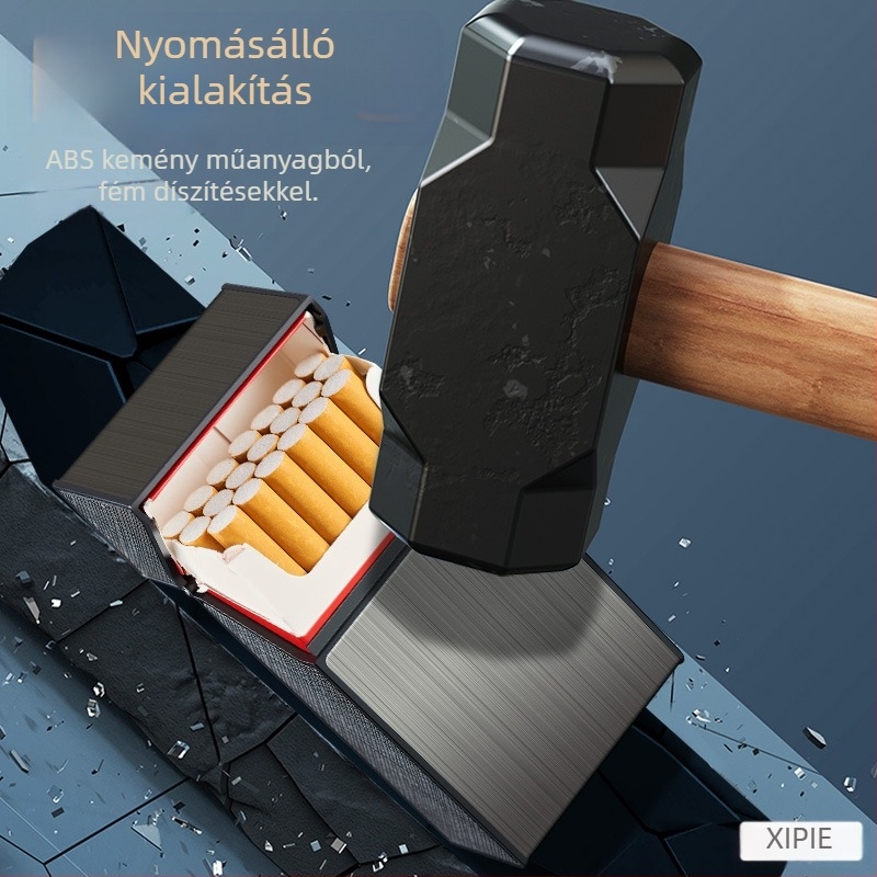 Alumínium cigarettatartó, 20 darabos kapacitás, felnyitható fedél, újrahasználható, logóval testreszabható – Suction Pie, minimalist stílus