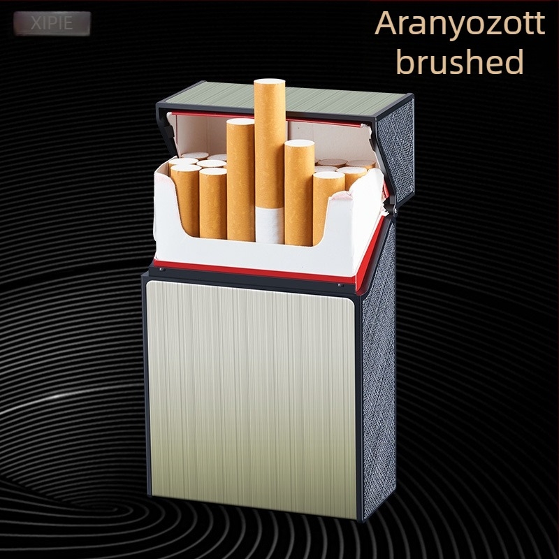 Alumínium cigarettatartó, 20 darabos kapacitás, felnyitható fedél, újrahasználható, logóval testreszabható – Suction Pie, minimalist stílus