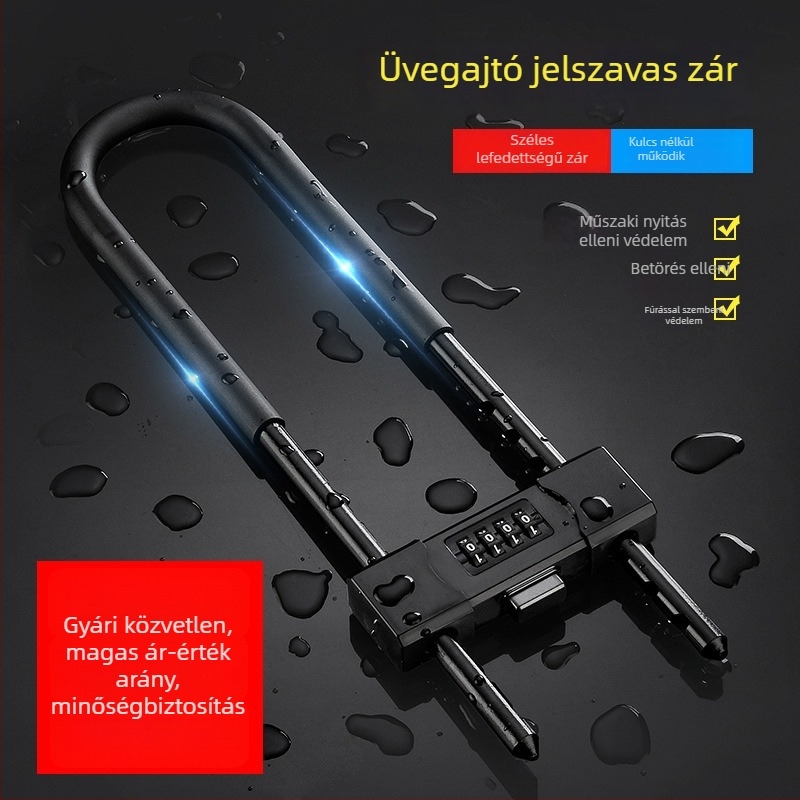 Jelszavas lakat üvegajtókhoz, vízálló és rozsdamentes U-formájú zár, ajtózár-készlet otthoni használatra