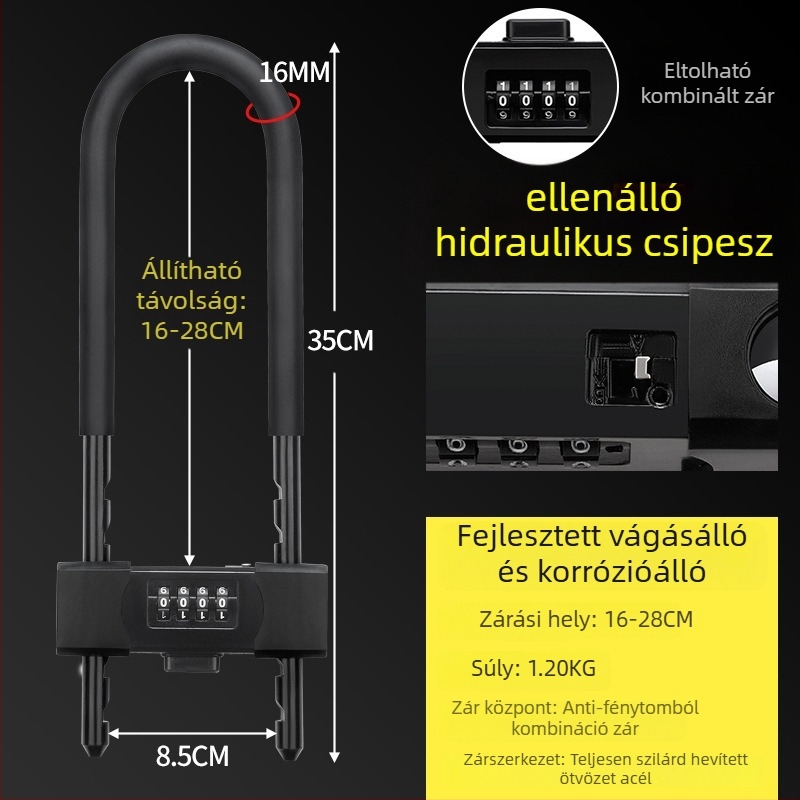 Jelszavas lakat üvegajtókhoz, vízálló és rozsdamentes U-formájú zár, ajtózár-készlet otthoni használatra