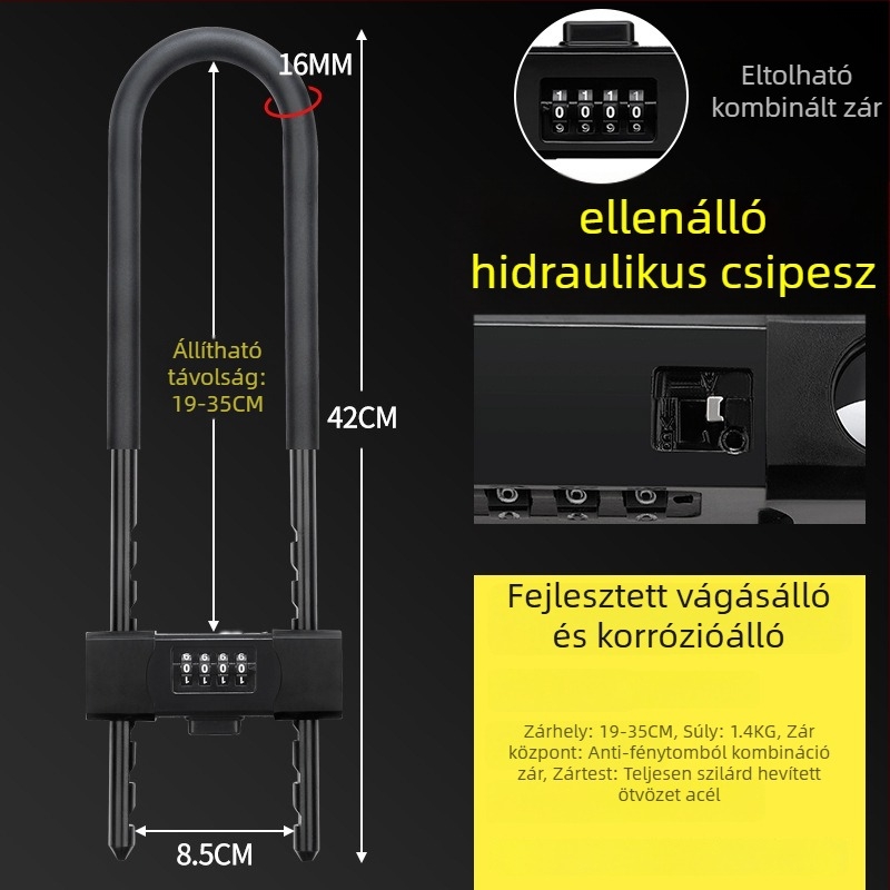 Jelszavas lakat üvegajtókhoz, vízálló és rozsdamentes U-formájú zár, ajtózár-készlet otthoni használatra