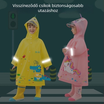 Gyerek EVA esőponcsó Cartoon dizájnnal, EVA anyag, 0,15 mm vastagság, fényvisszaverő csík, pattintós csat
