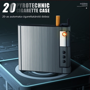 Alumínium USB újratölthető cigarettagyújtó beépített tokkal, újrahasználható, logó nyomtatása lehetséges, stílus Light Luxury – Water Ice, 100 darabos doboz