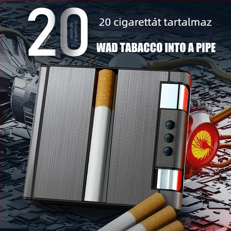 Alumínium USB újratölthető cigarettagyújtó beépített tokkal, újrahasználható, logó nyomtatása lehetséges, stílus Light Luxury – Water Ice, 100 darabos doboz