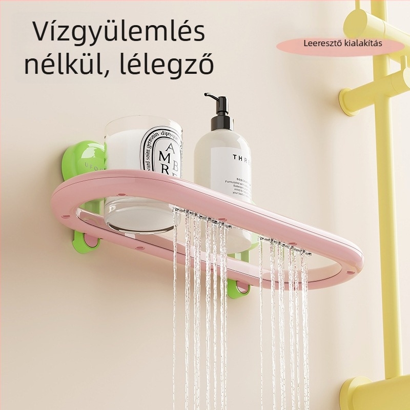Fali műanyag fürdőszobai tároló, 2 szintes, teherbírás legfeljebb 5 kg