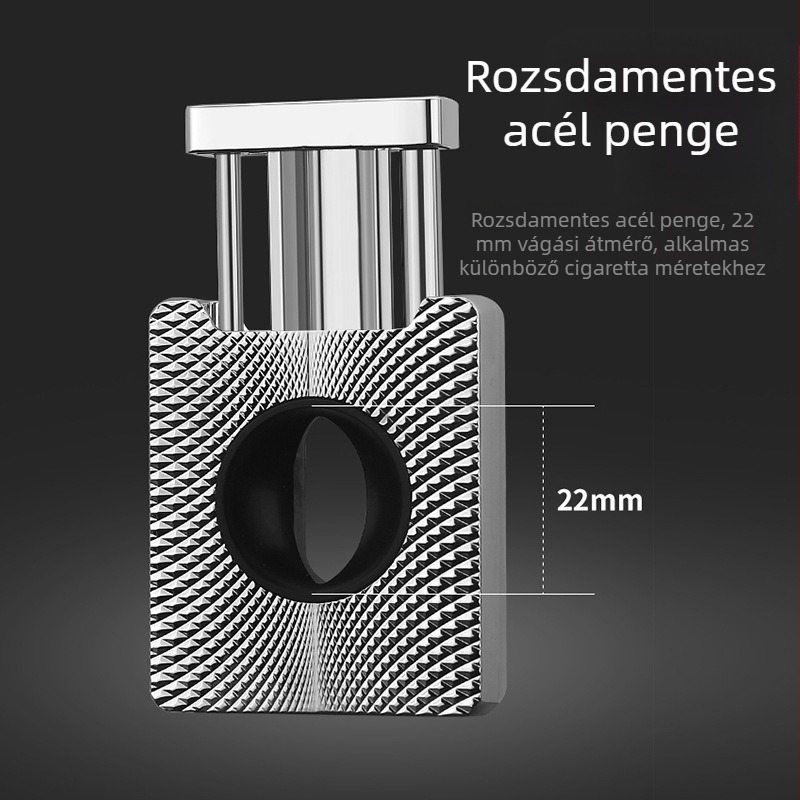 Szivarvágó, fém V‑alakú rugós pengékkel, hordozható, kézzel készült, HONEST márka