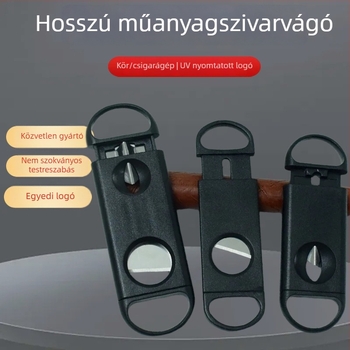 V-alakú szivarvágó, műanyag, kettős használat, lyukasztóval