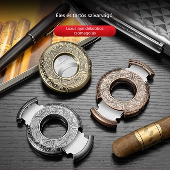 Cigarloong szivarvágó – rozsdamentes acél, hordozható, nagy átmérőjű, lapos szájú dizájn