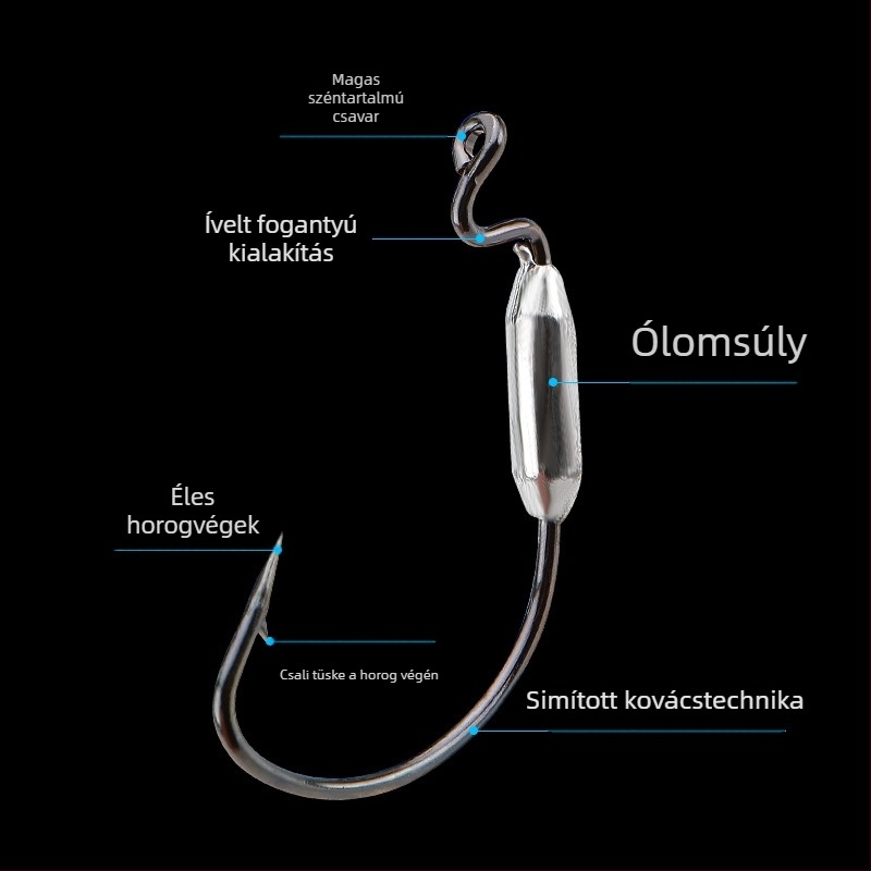 Chuangxin kartájt crank horog ólomfejű, 200 darabos dobozban, tengerparti horgászathoz