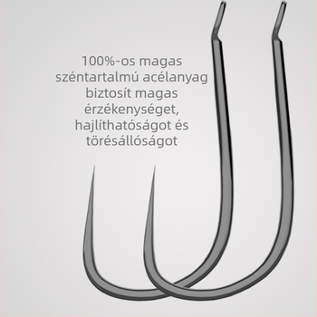 Magas széntartalmú acélból készült horgászhorog, hosszú nyele, édesvízi horgászathoz