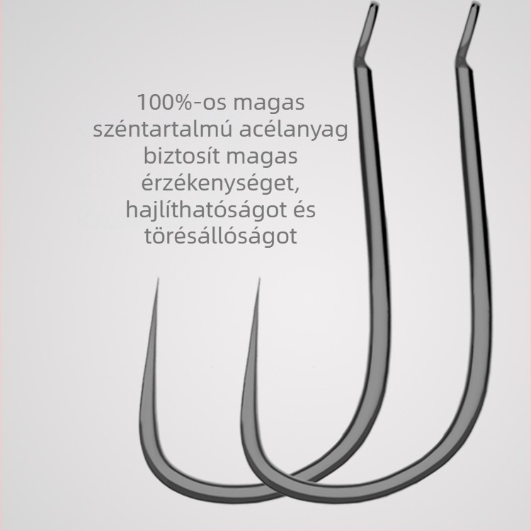 Magas széntartalmú acélból készült horgászhorog, hosszú nyele, édesvízi horgászathoz