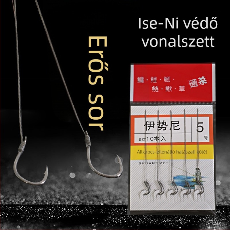 Előre kötött horgok Iponi, duplahorog, szúrós, 5 darabos készlet
