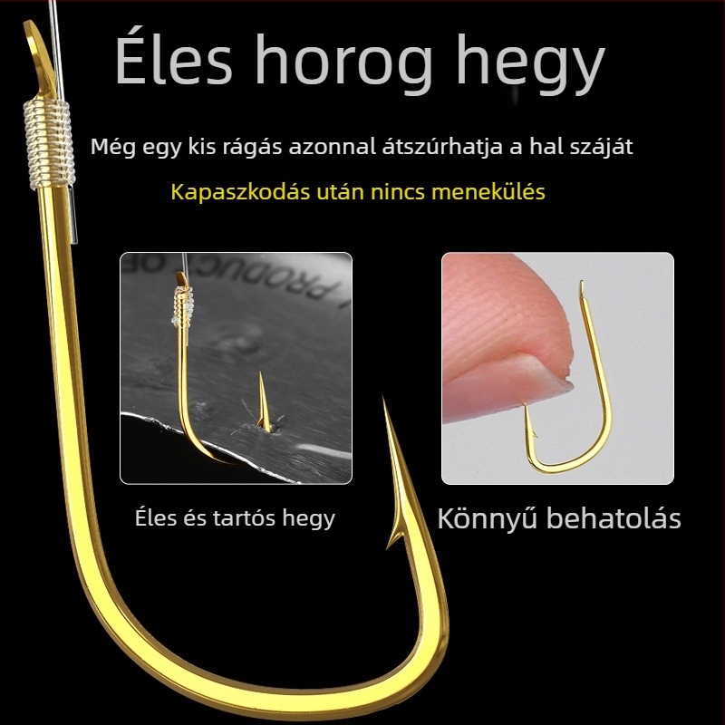 Horgászhorog - arany hüvely, dupla horog, tüskékkel, folyami horgászathoz - Yingke