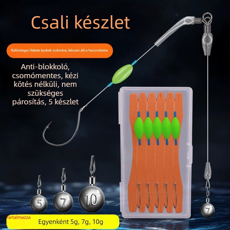 Nylon damilból készült horgászrig, lebegő szerelék, fordított horog, ólommentes vezeték