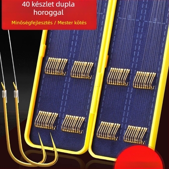 Minghai márkájú horog készlet kettős horoggal, előkötött zsinórral, tüskékkel, tóhoz és tározóhoz