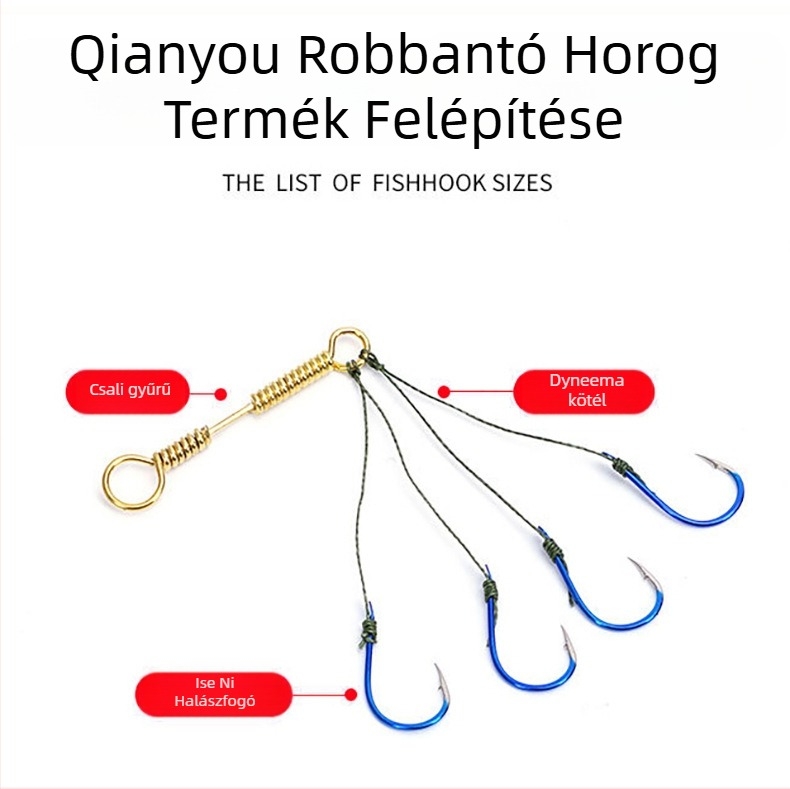 Thousand Again Robbanó Horog Horgászathoz, szúró horoggal, 0,3–Nr.3, 1 doboz 4 horoggal