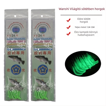 Barb horog horgászat, modell Marushiyako night light hook, 500 darab a dobozban, tengeri és hajózási horgászat