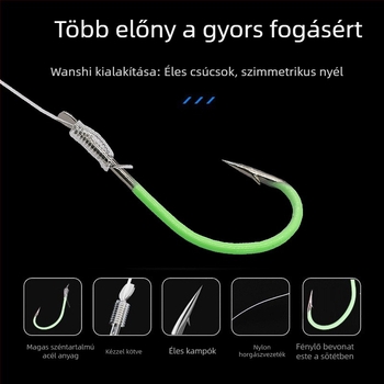 Barb horog horgászat, modell Marushiyako night light hook, 500 darab a dobozban, tengeri és hajózási horgászat